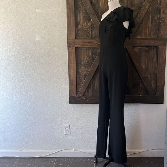 NWT SUGAR POISON Elegant Sleeveless Ruffle One Shoulder High Waist Long Jumpsuit - Picture 5 of 14